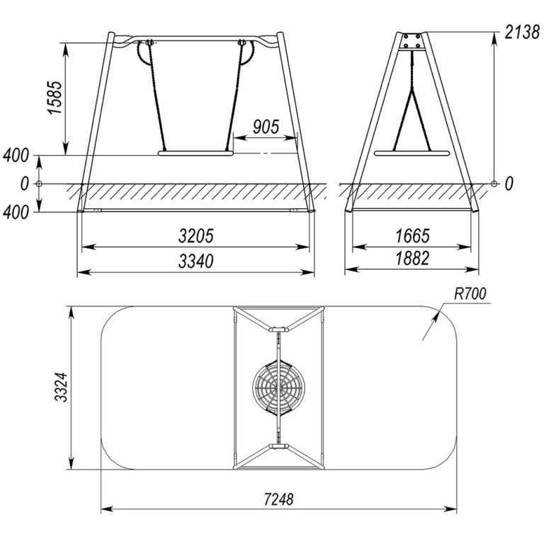 Качели гнездо чертеж с размерами и креплением