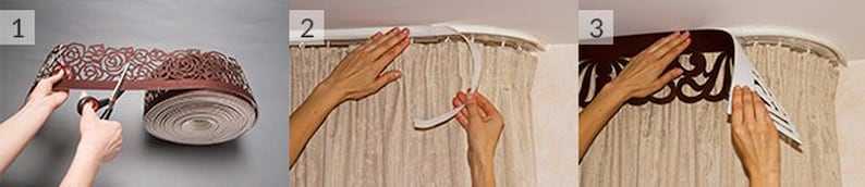 Правильно вешать шторы с ламбрекеном. как крепится ламбрекен к карнизу: рекомендации по закреплению драпировки