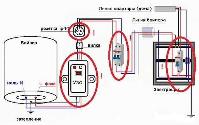 Схема подключения водонагревателя через автомат