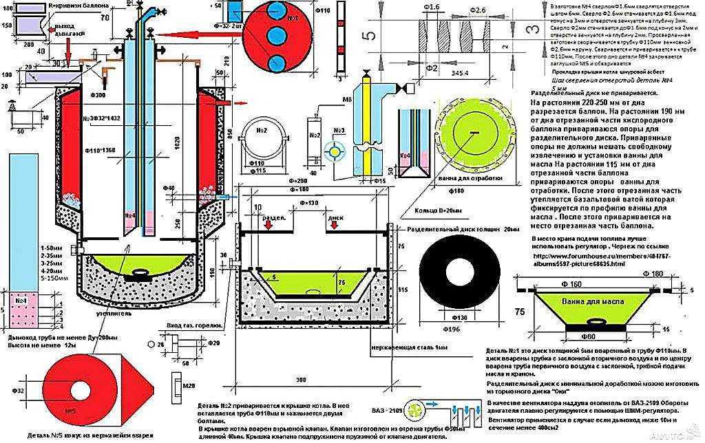 Печь на отработке своими руками - схемы с описанием: с водяным контуром, с наддувом, масляная печь, реактивная печь