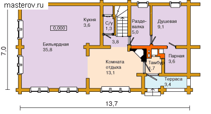 Баня с бильярдной комнатой проект