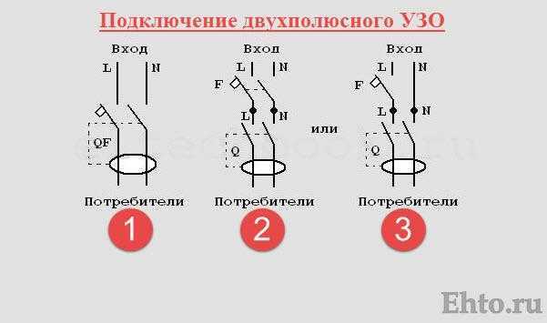 Двухполюсный выключатель на схеме