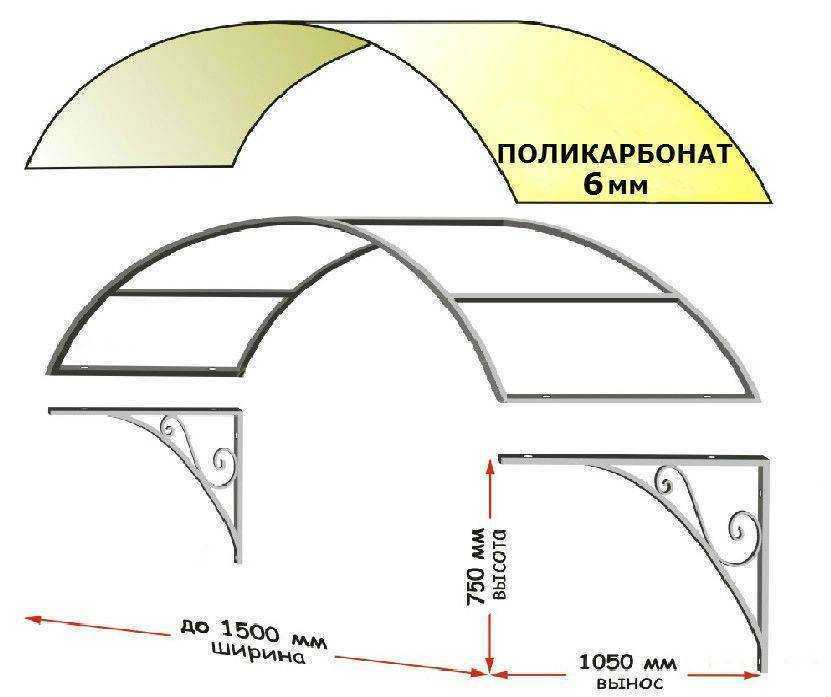 Козырек входа чертеж