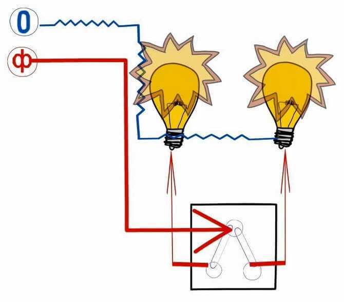 Как соединить провода в распределительной коробке на двойной выключатель от двух светильников схема