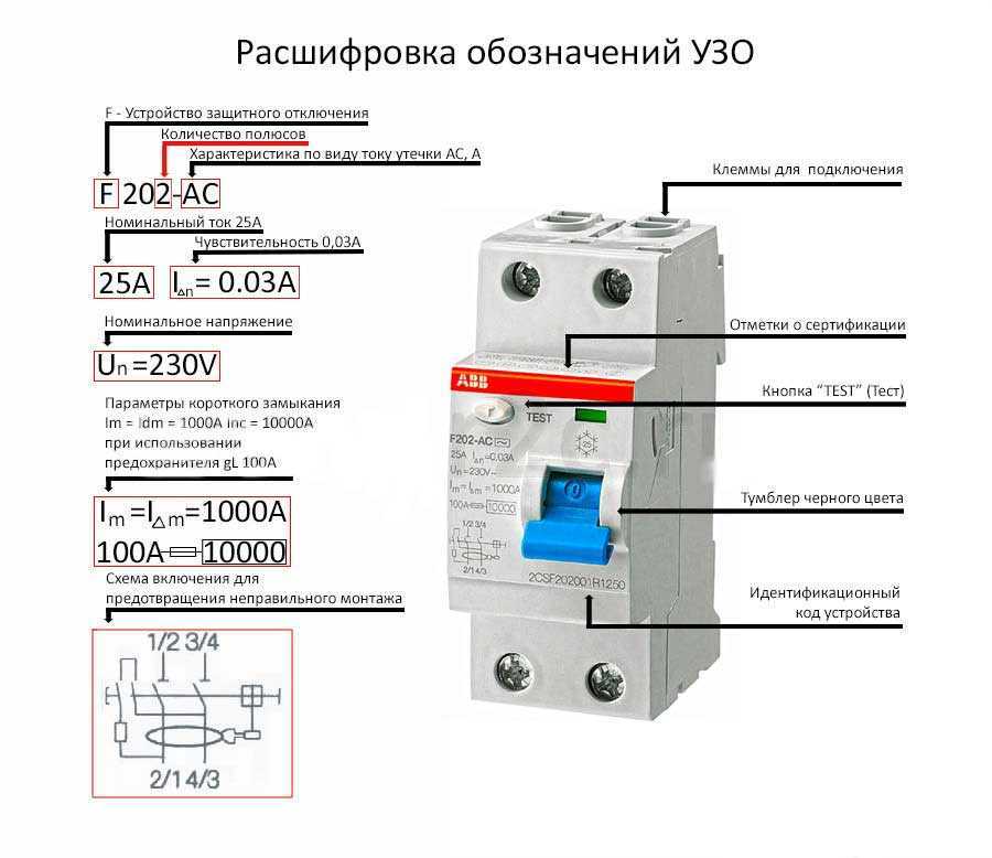 Как обозначается на схеме узо и дифференциальный автомат