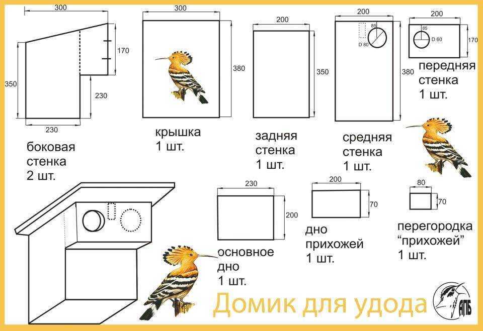 Скворечник для скворцов чертеж и размеры