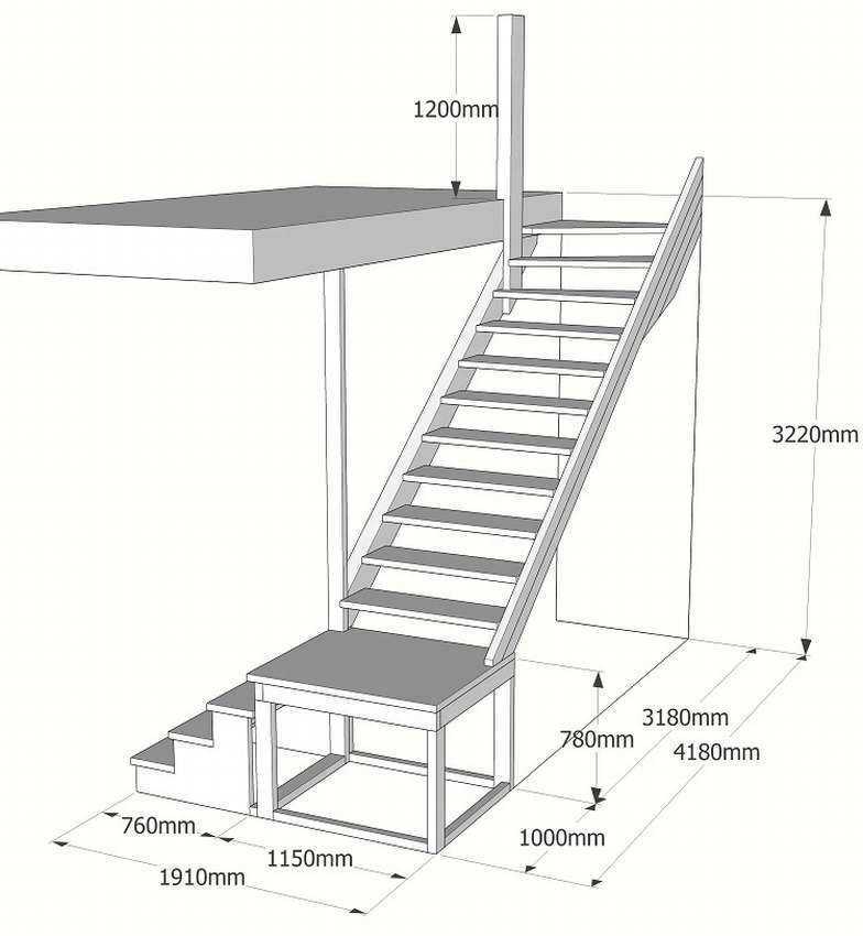 Лестница на второй этаж своими руками чертежи с размерами