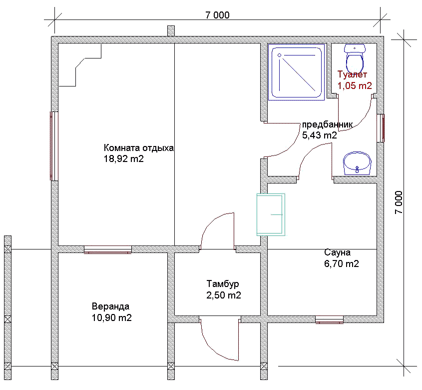 Проект бани 6х4 из шлакоблока