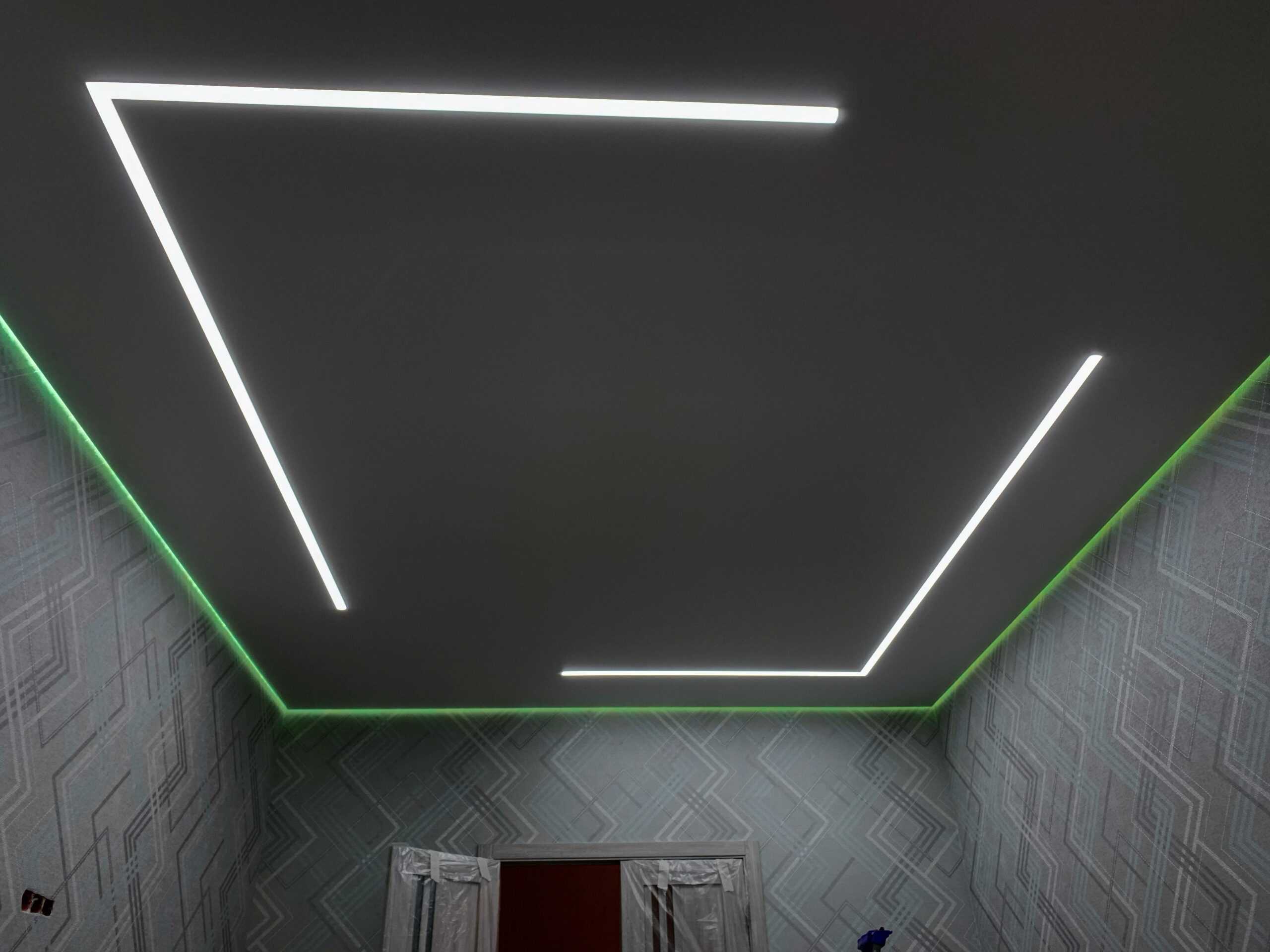 Светодиодное освещение под натяжным потолком фото