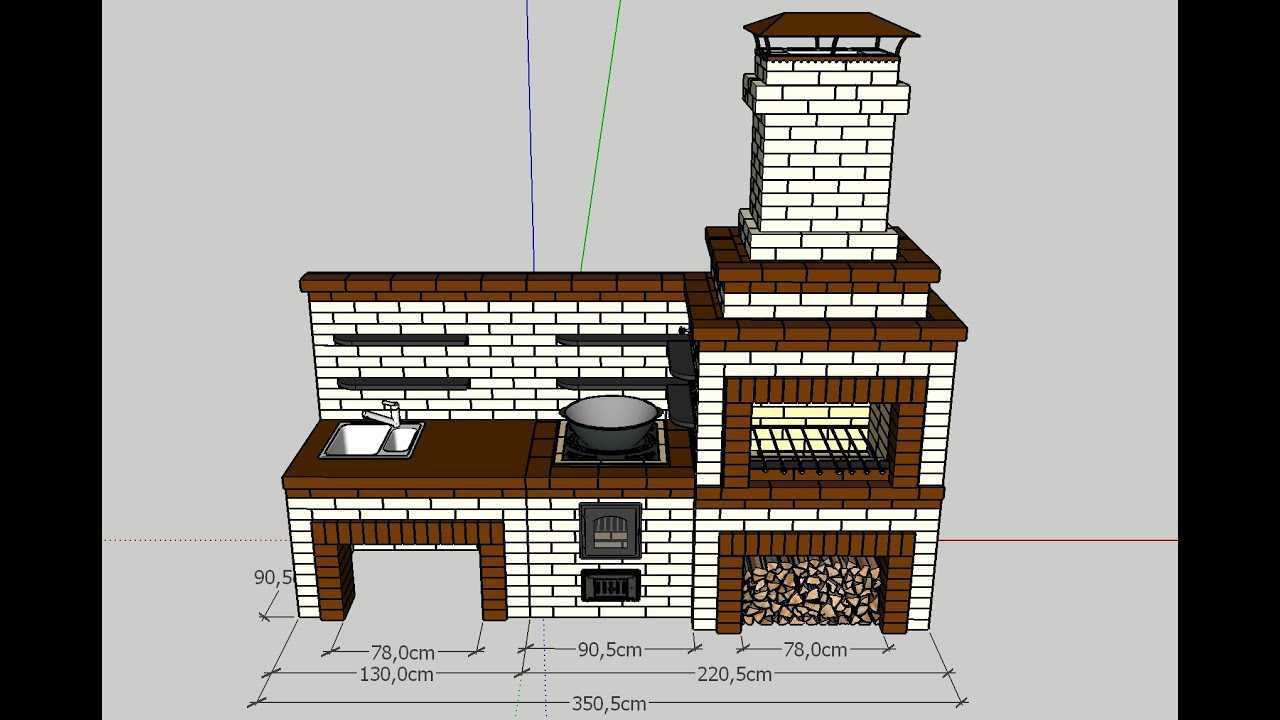 Схема уличной печи под казан и мангал